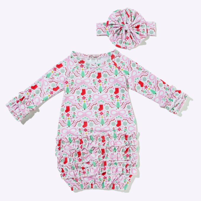 Pink Ribbon Stocking Baby Gown