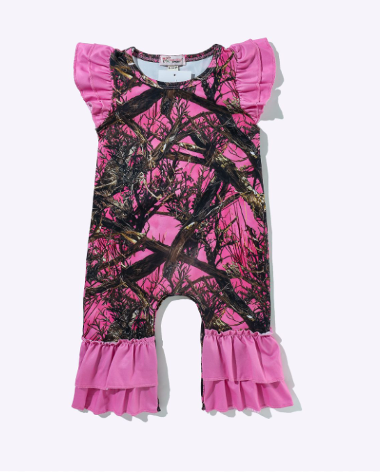 Pink Tree Camo Baby Romper