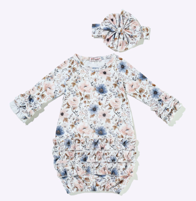 Blue Blue Garden Baby Gown
