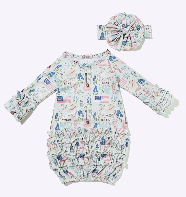 Texas Bluebell Baby Gown