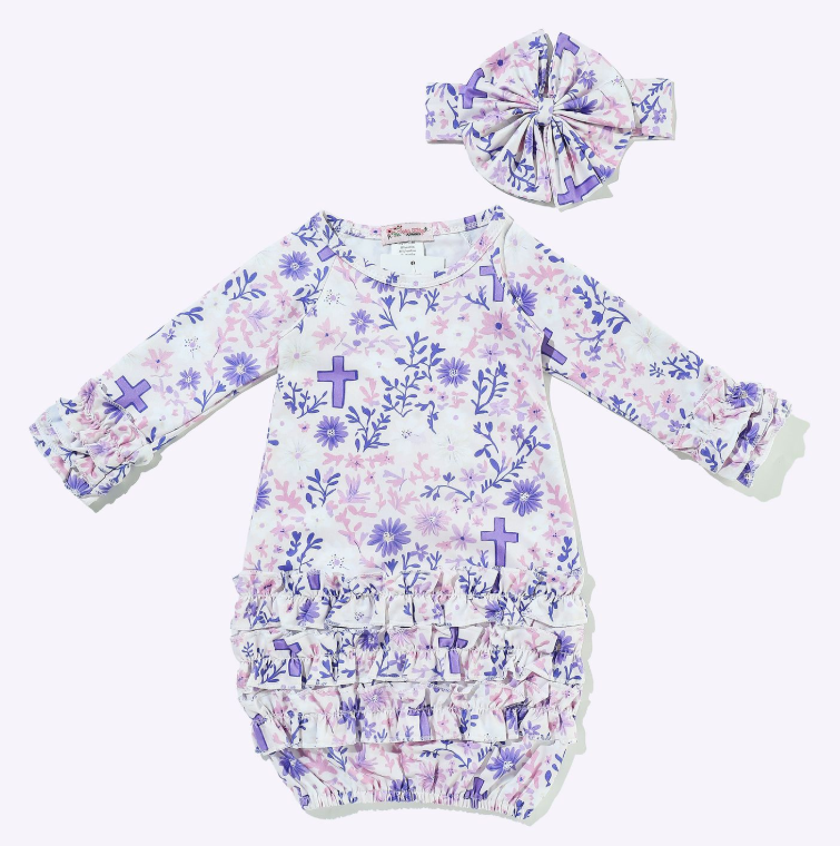 Orchid Cross Baby Gown