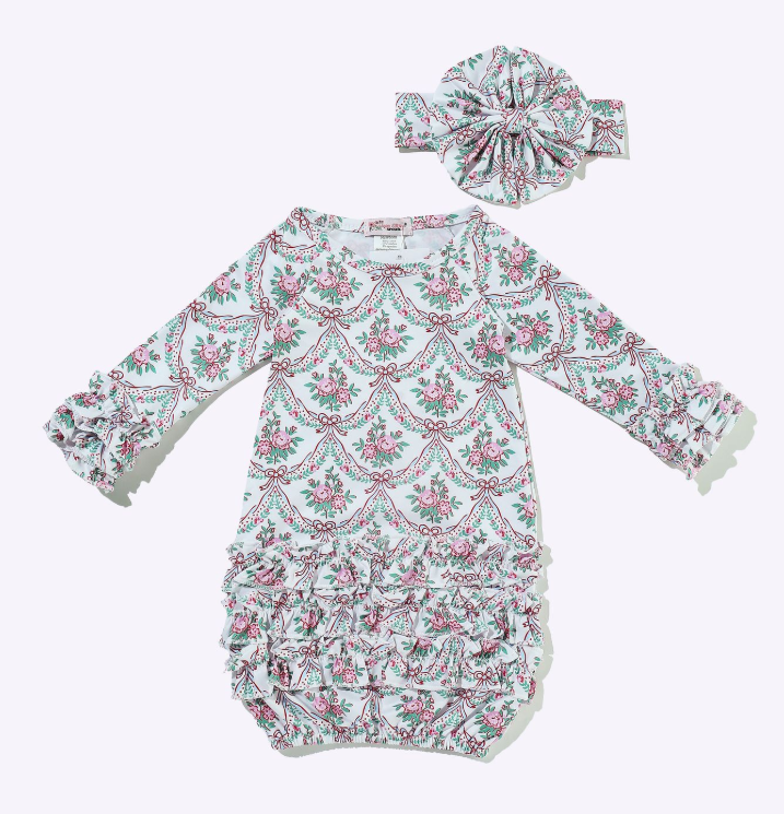 Rose Scallop Baby Gown