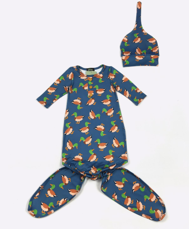 Navy Mallard Knotted Gown