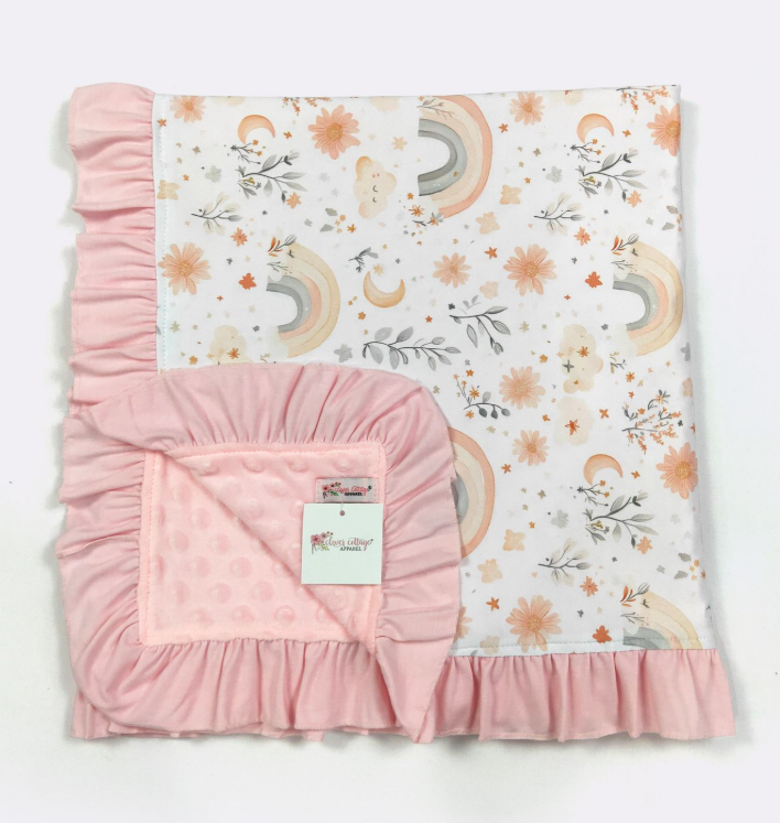 Rainbow Floral Minky Blanket