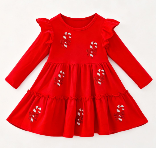 Red Candy Cane Sequin Dress