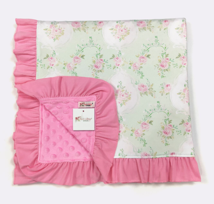 Aqua Rose Vine Blanket