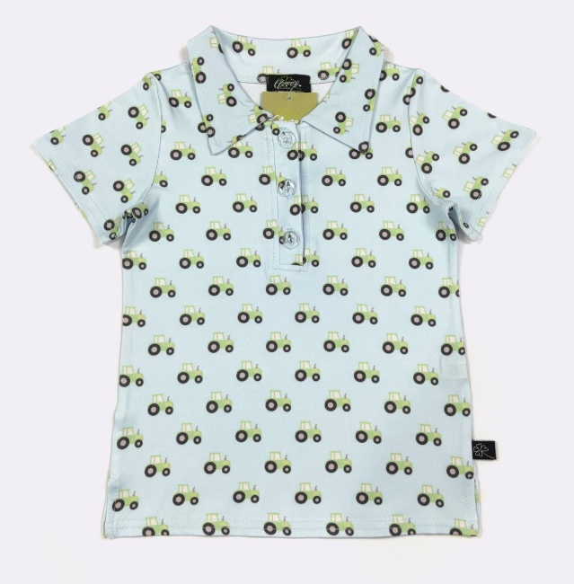 Lil Green Tractor Boy Collar Shirt (ETA: 10/21/26)