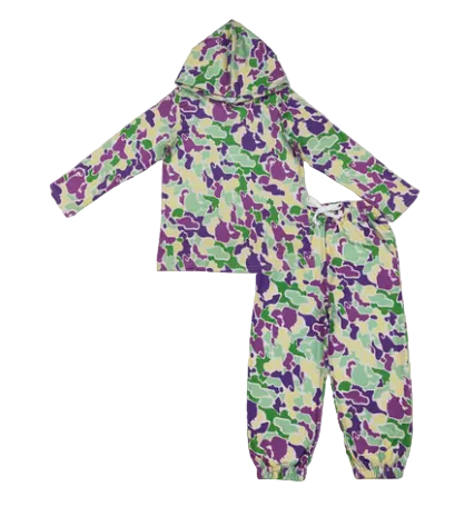 Mardi Gras Camo Hooded Pocket Jogger Set