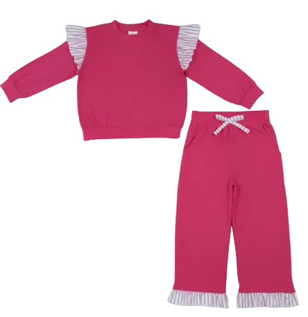 Girls Hot Pink Stripe Pocket Set