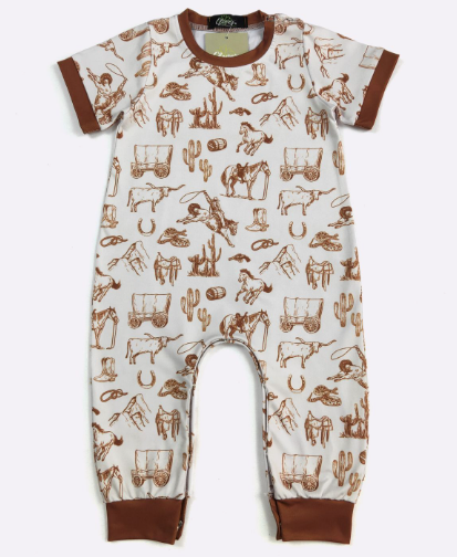 Western Wagon Boy Romper