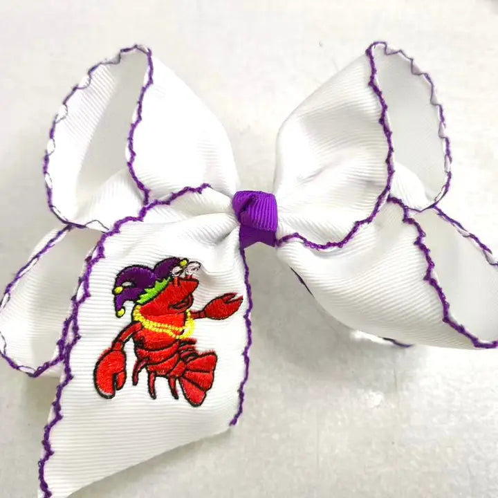 Crawfish Mardi Gras Hair Bow
