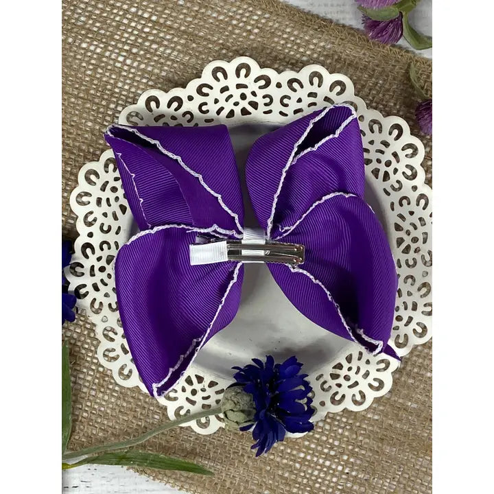 Purple with White Moonstitch Hair Bow