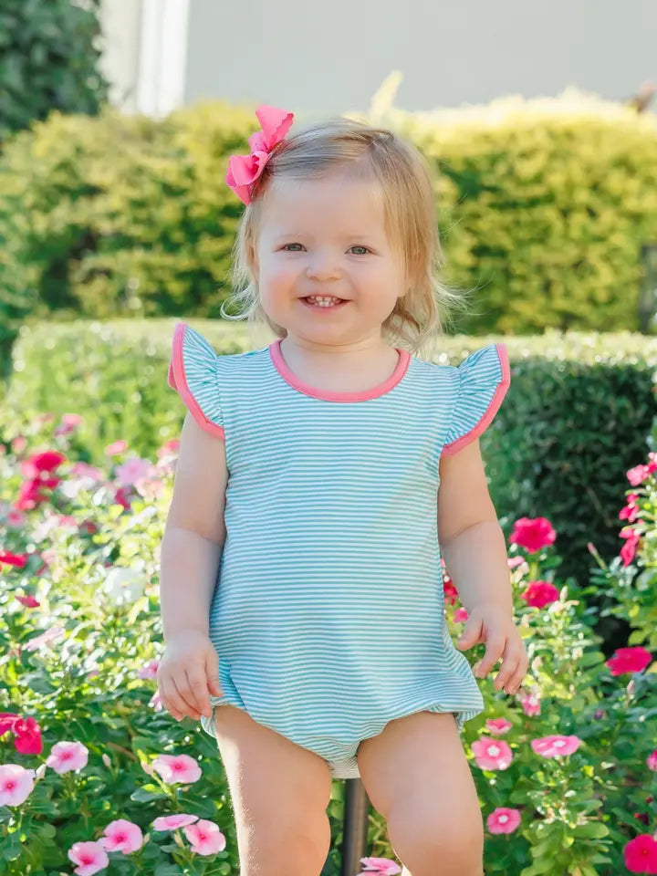 Mia Bubble- Dark Mint Stripe w/ Pink