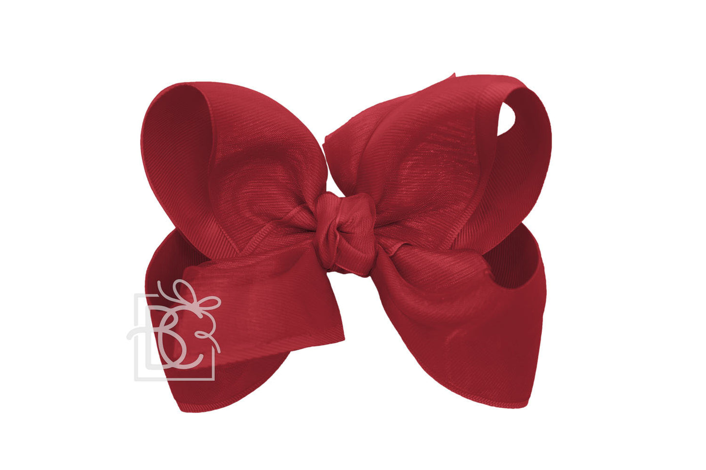 Cranberry Layered Organza/Grosgrain Bow On Clip 5.5"