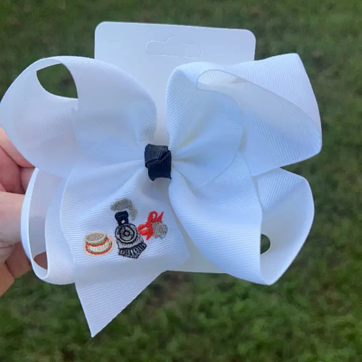 Magical Train Ride Embroidered Hair Bow