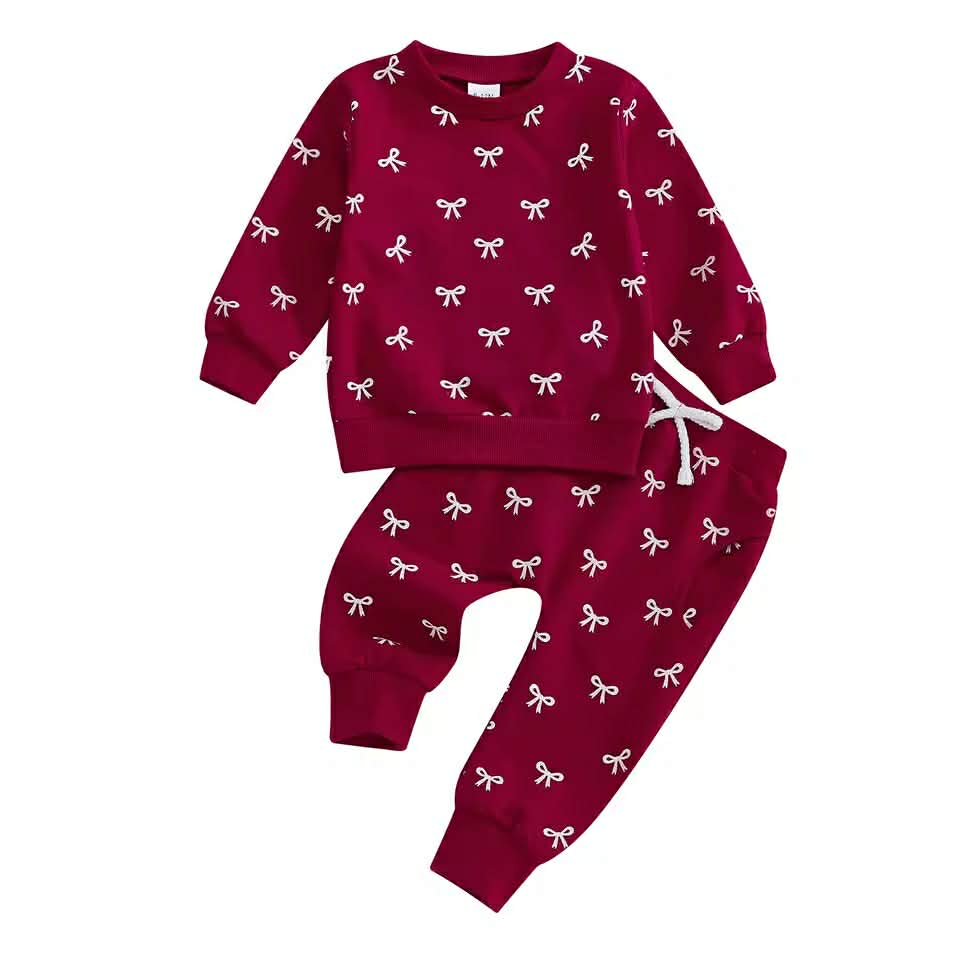 Red Bow Jogger Set
