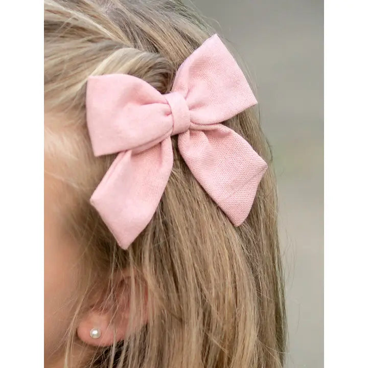 Pink Linen Fabric Hair Bow