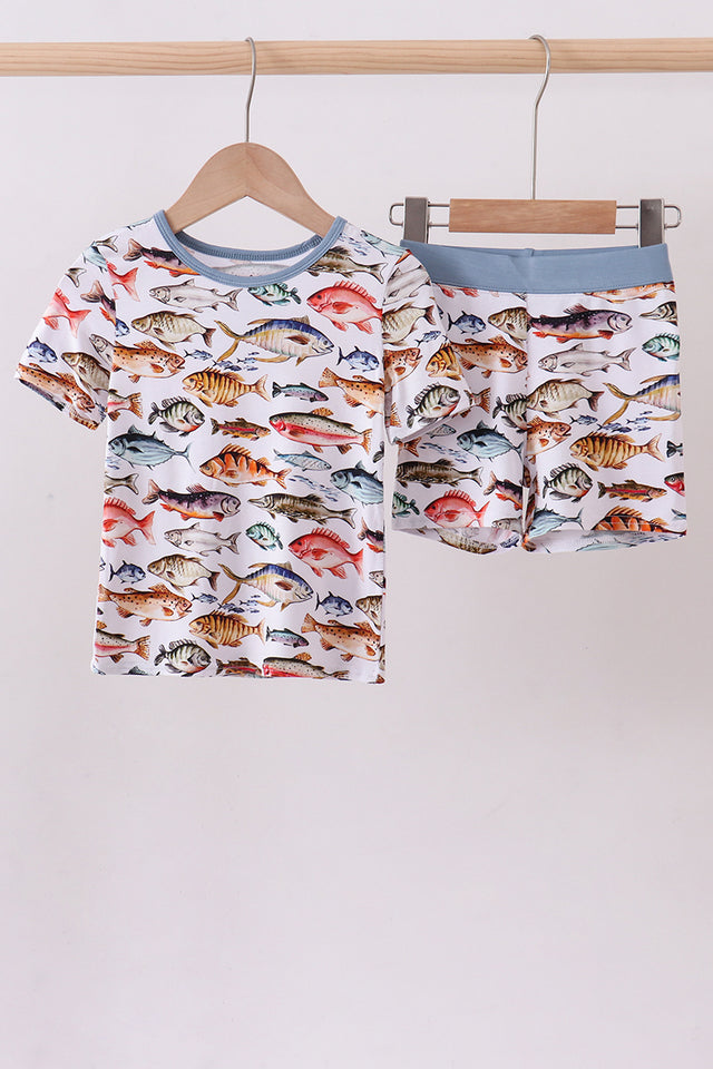 Blue Tide Bamboo Loungewear Short Set