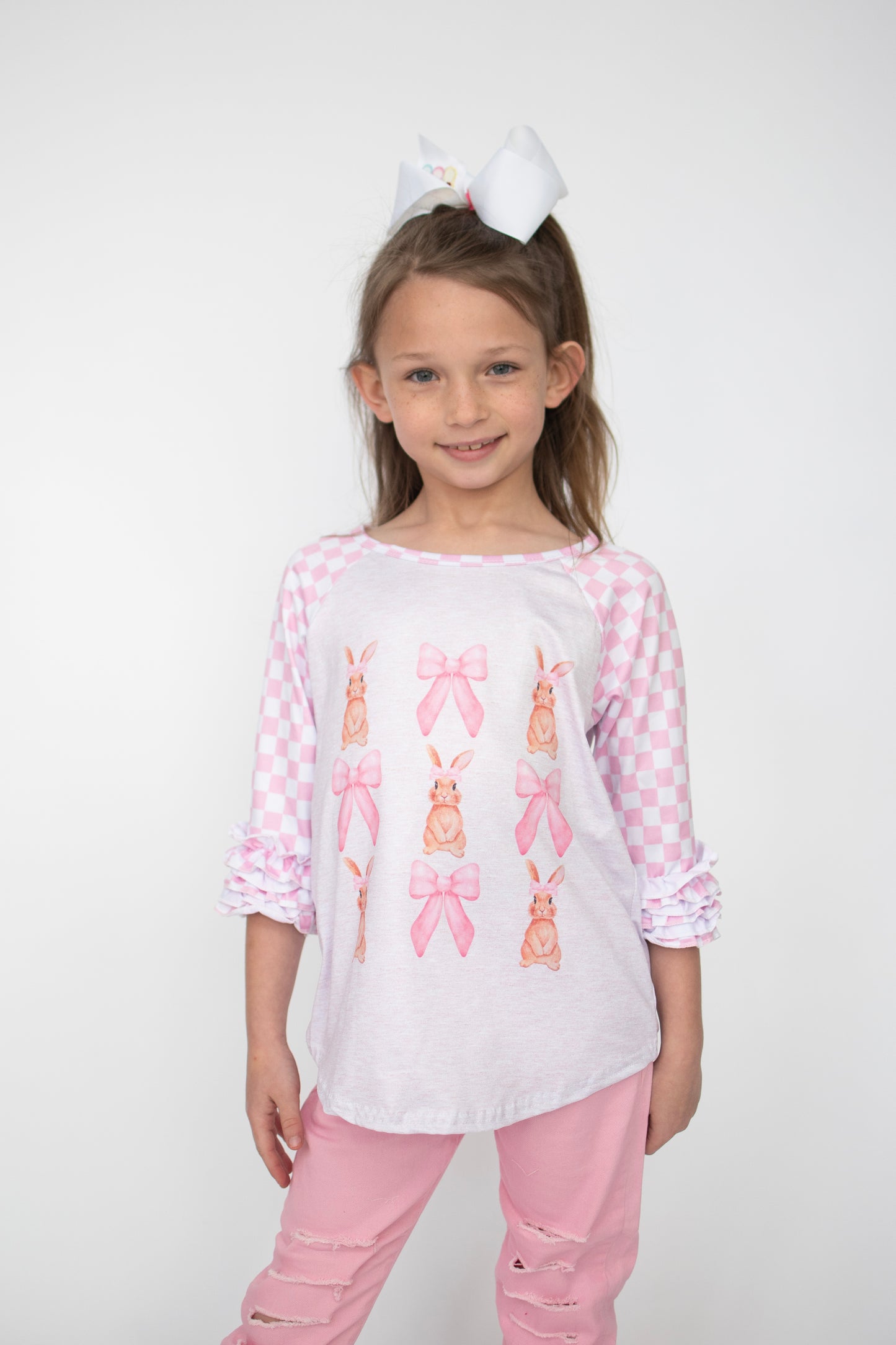 Bunny Bow Girls Raglan