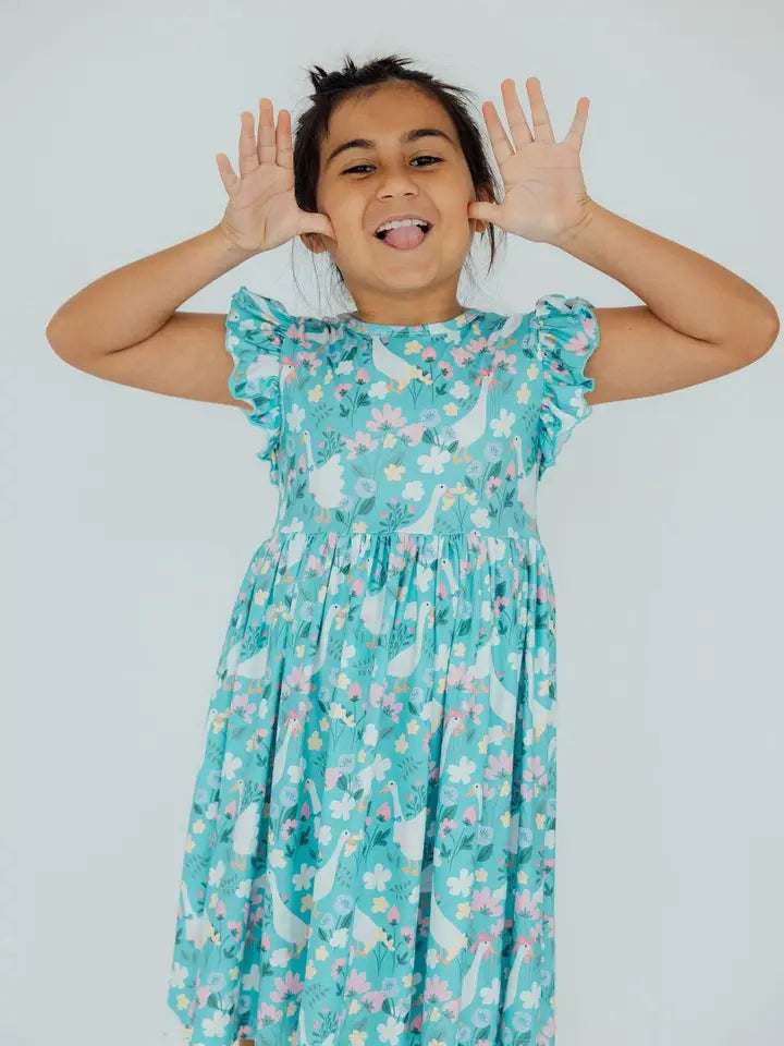 Silly Goose Flutter Sleeve Twirl Dress | Mila & Rose