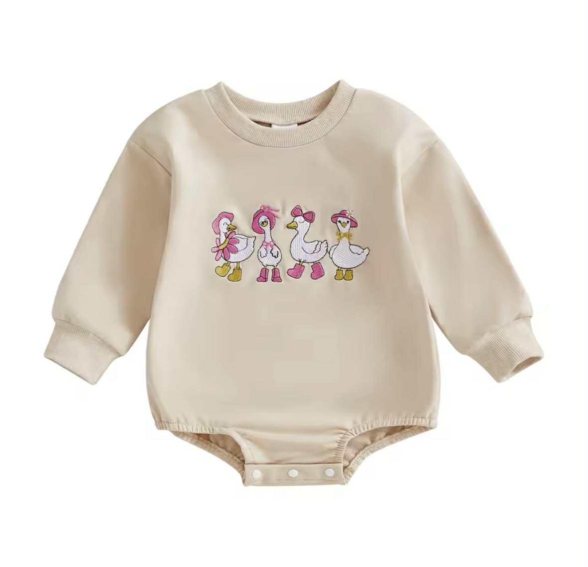 Embroidered Goose Dressed Up Romper