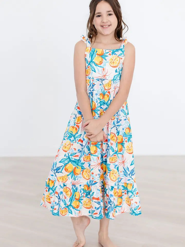 Mila & Rose Tropical Summer Ruffle Maxi Dress
