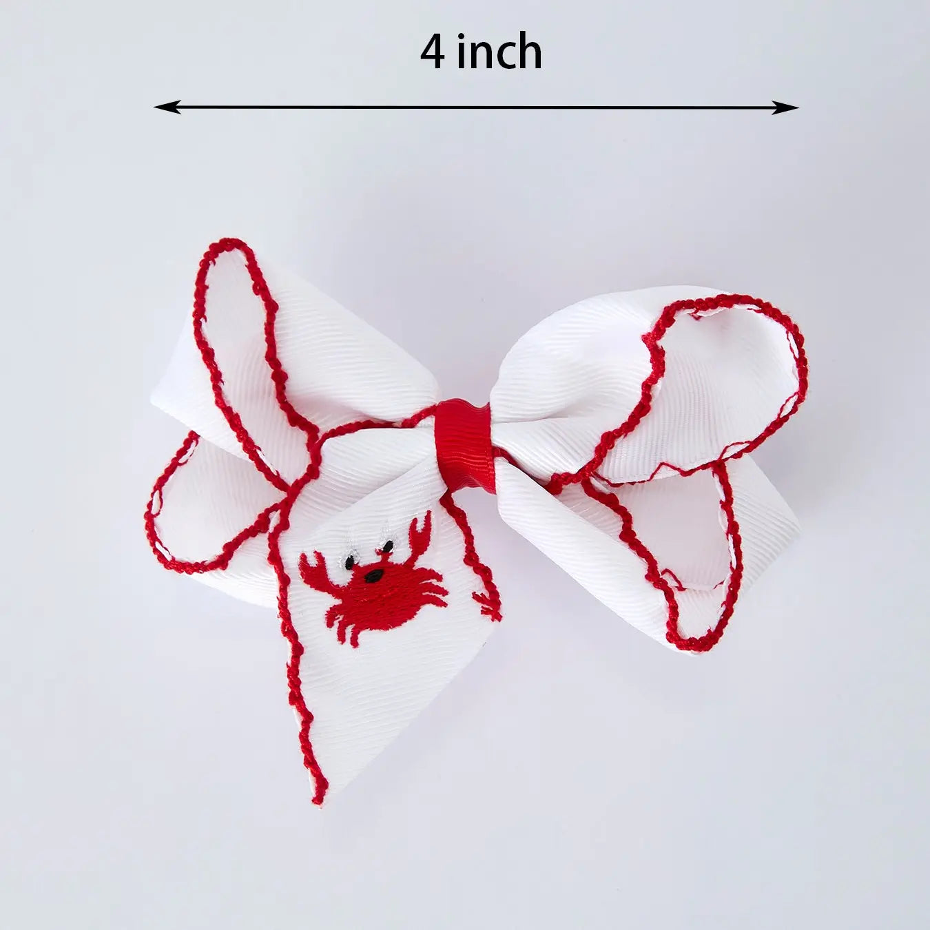 Crab Embroidered Bow 4"