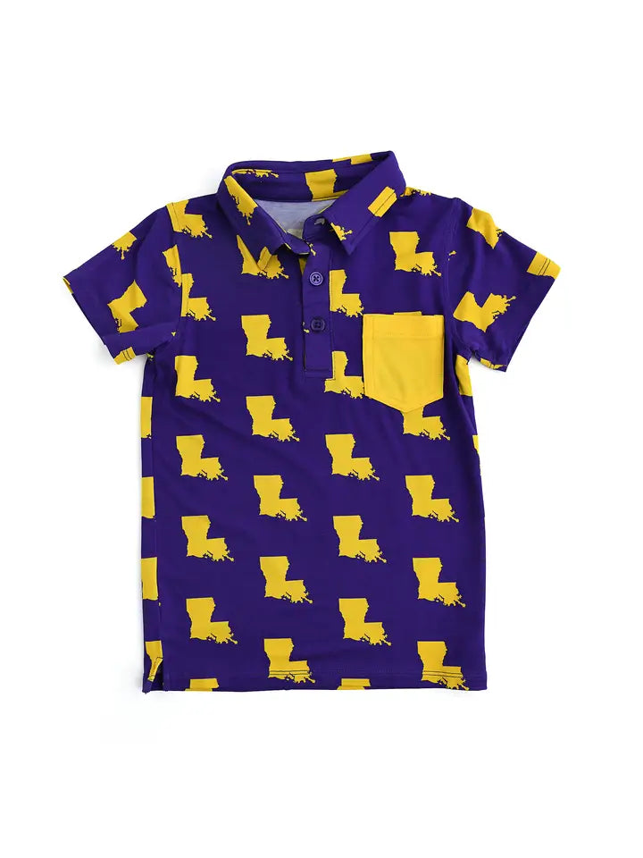 Bamboo Boys Shirt Polo Louisiana Purple & Gold