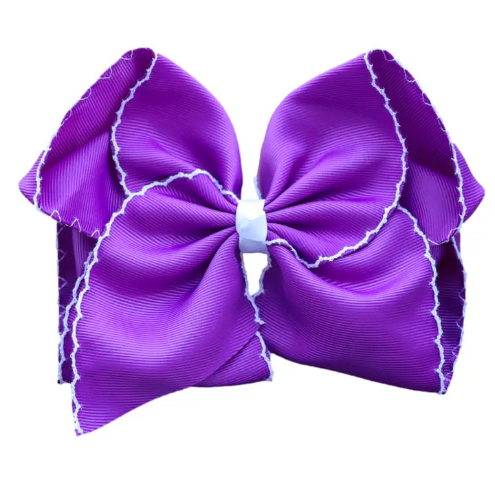 Purple Moon Stitch Hair Bow