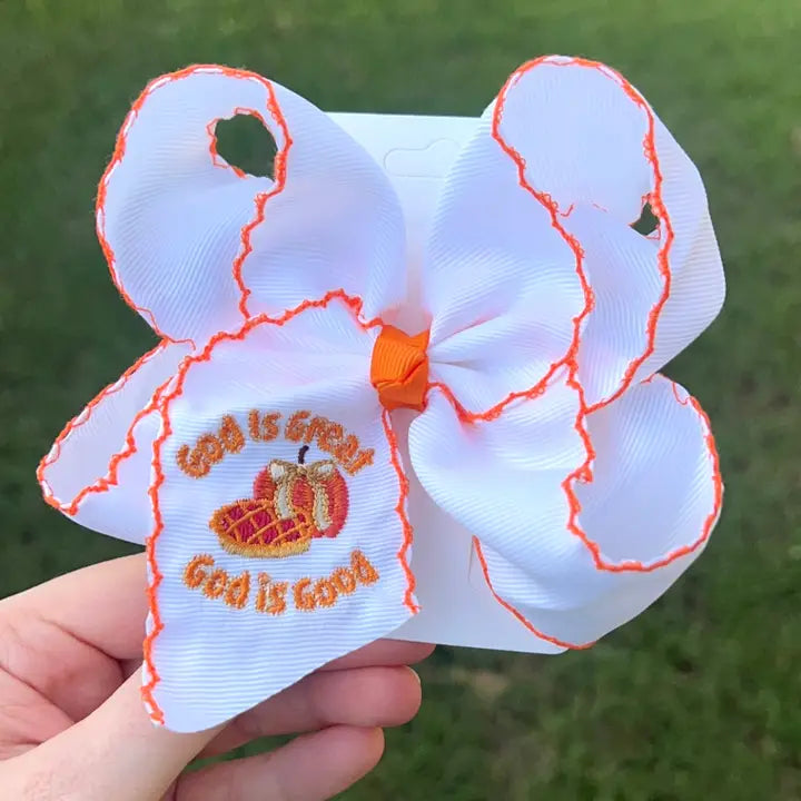 God Is Great Embroidery Hair Bow