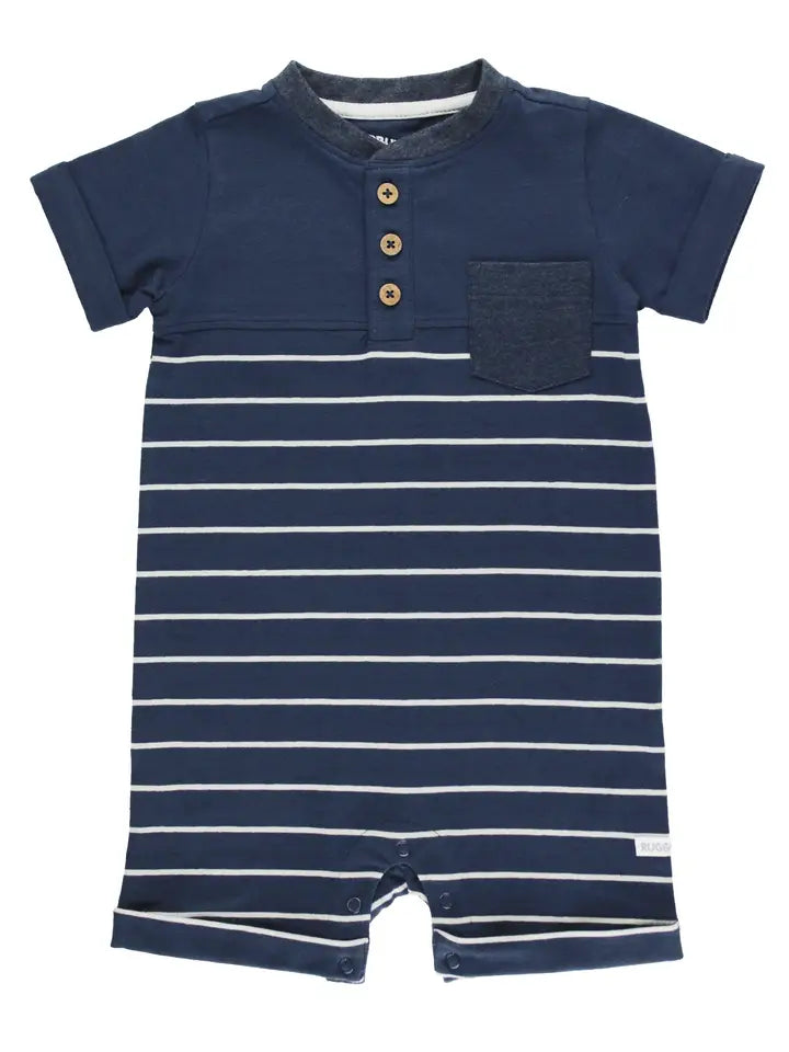Navy and Gray Stripe Henley Romper