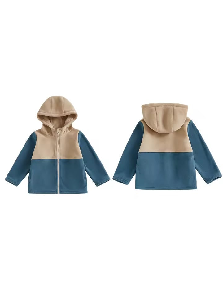 Navy and Tan Fleece Jacket
