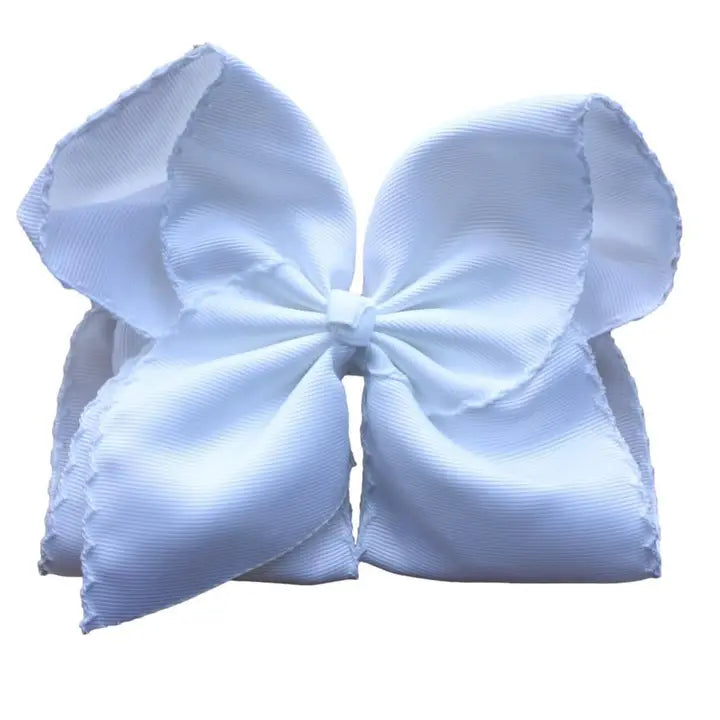 White Moon Stitch Hair Bow