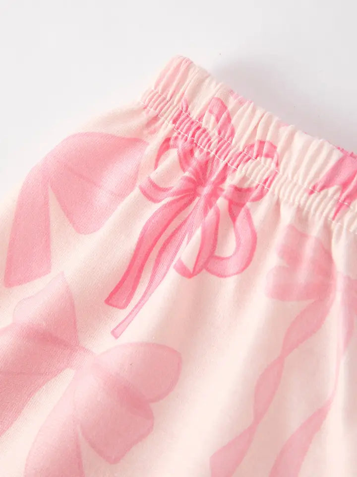 Girls Pink Bow Print Dreamwear Set