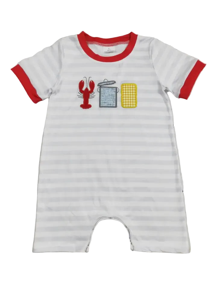 Baby Boy Stripe Crawfish Appliqué Romper