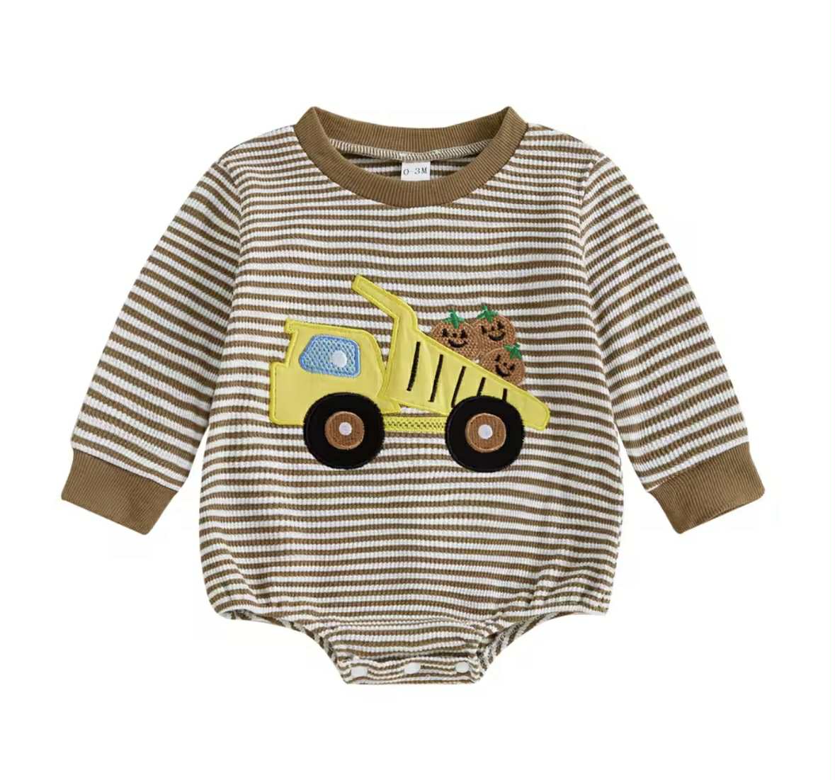 Ribbed Dump Truck and Pumpkins Romper