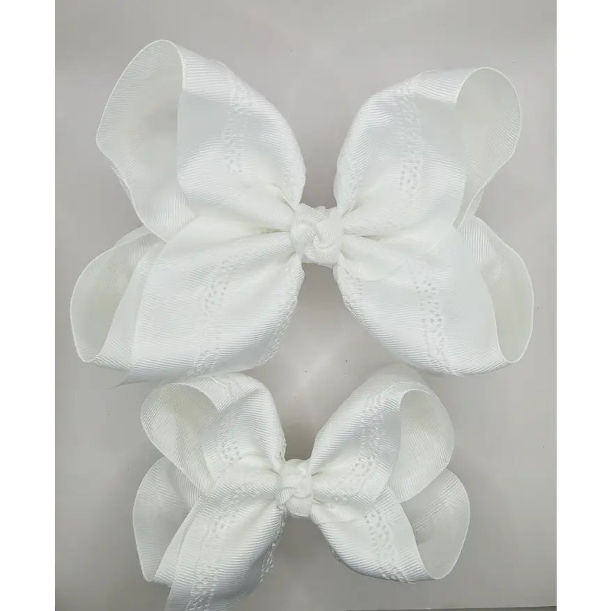 White Eyelet Bow 6"