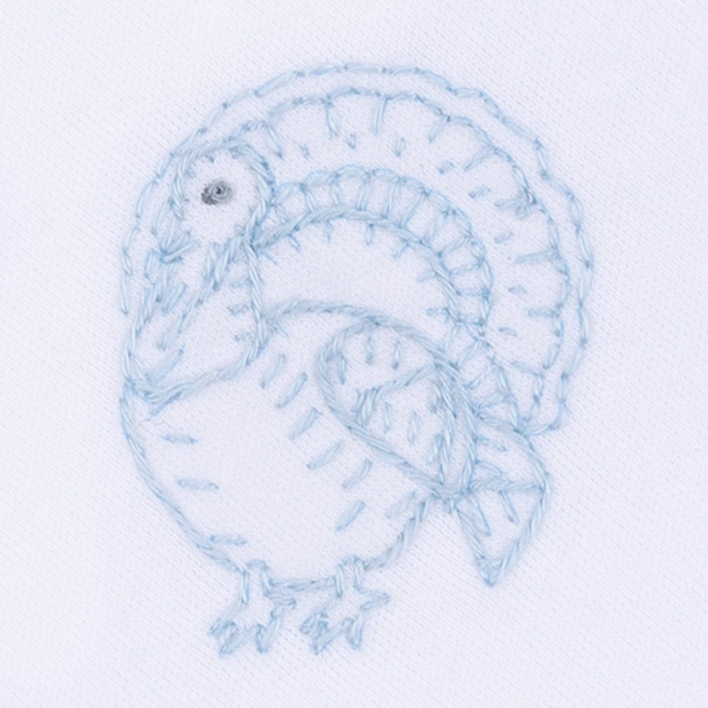 Harvest Blessings Baby's First Thanksgiving Hand-Embroidered Bodysuit - Light Blue