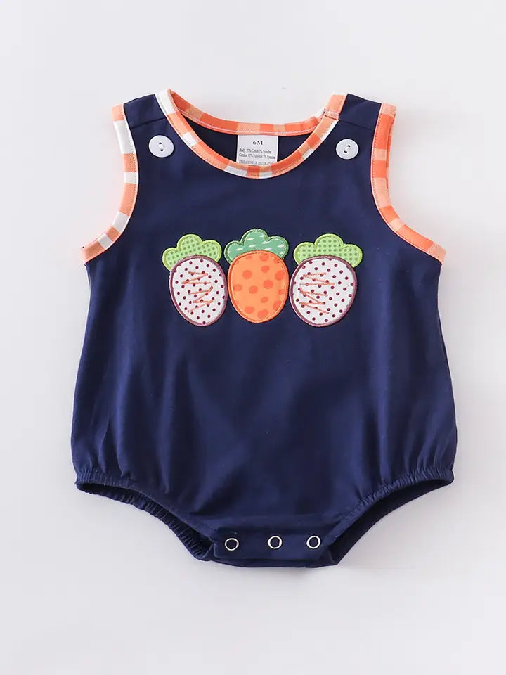Easter Carrot Applique Baby Boy Romper