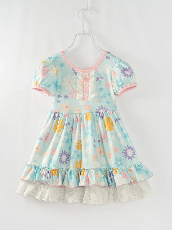 Spring Blue Floral Dress