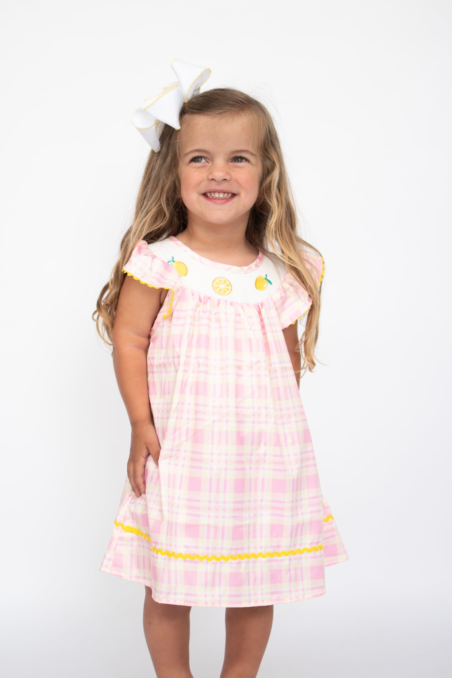 Lemon Smocked Girls Dress