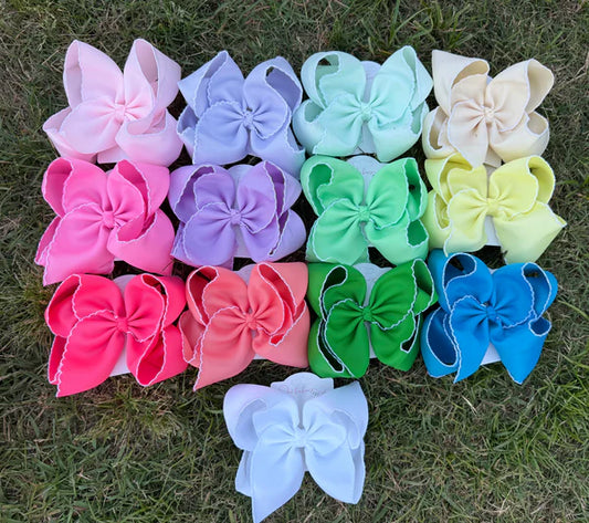 Solid Moonstitch Hair Bows (7 in)