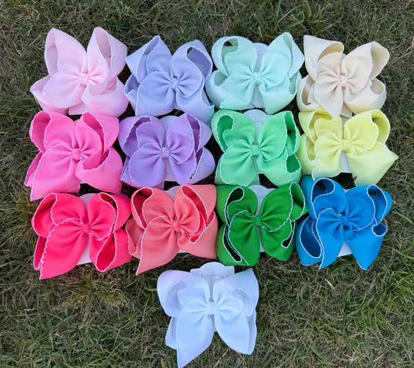 Solid Moonstitch Hair Bows (6in)