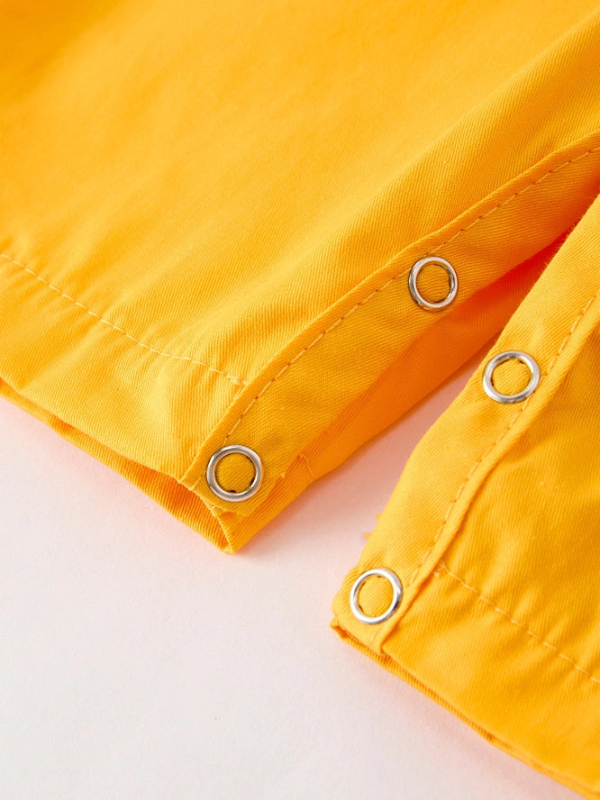 Thanksgiving Turkey Embroidered Yellow Boys Romper (ETA: mid/late July)