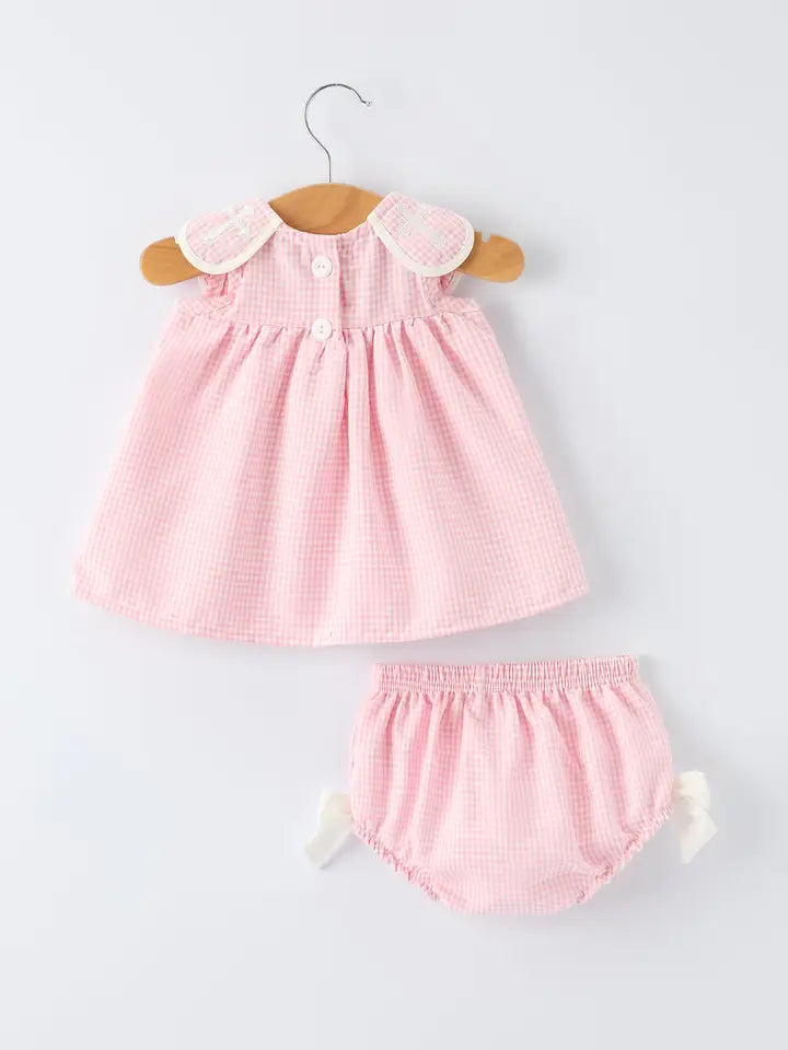 Pink Smocked Cross Girl Diaper Set