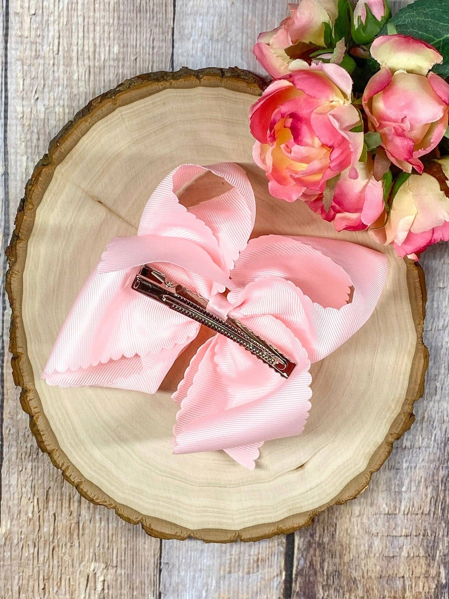 5.5" Oversize Scalloped Hair Bow - Headband