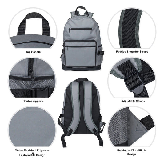Stone Gray Laptop School Backpack