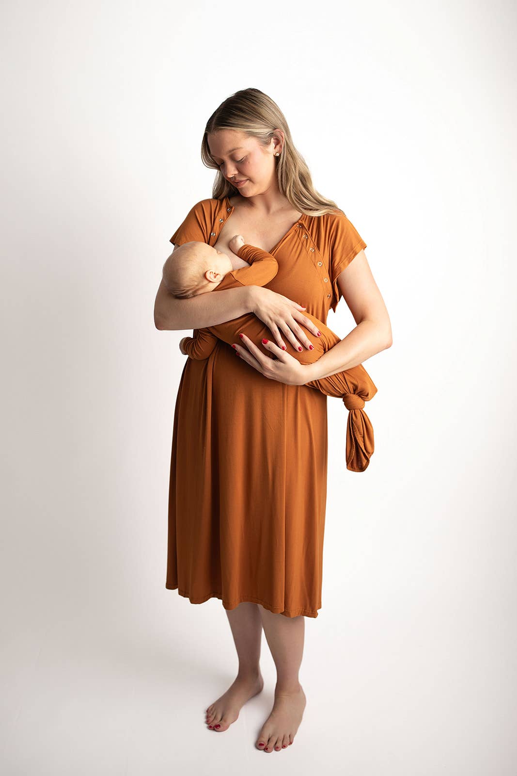 Saddle Orange Western Mommy Labor & Delivery/ Nursing Gown