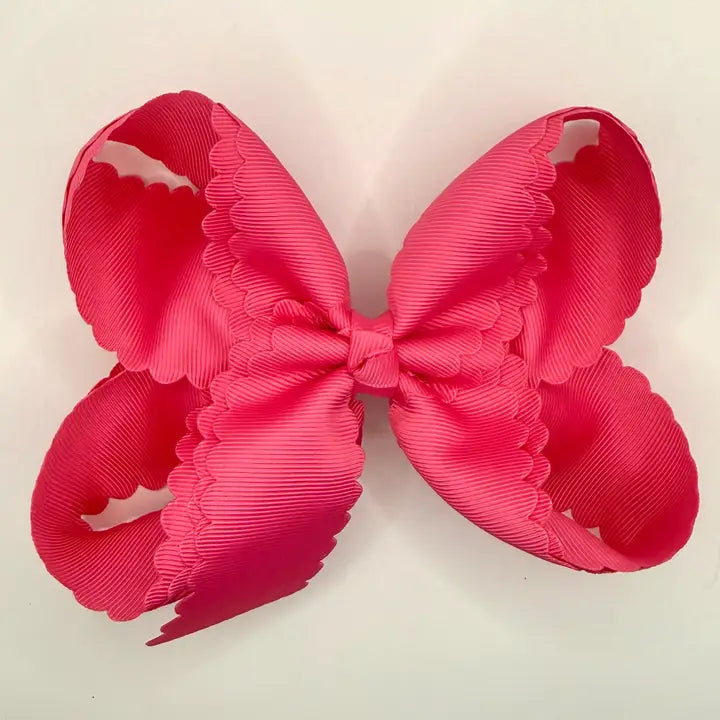 Hot Pink Scallop Bow 6"