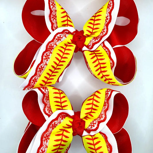 Softball Lace Bow 6"